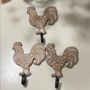Farmhouse, chicken kitchen Rustic Brown Rooster Wall Hooks